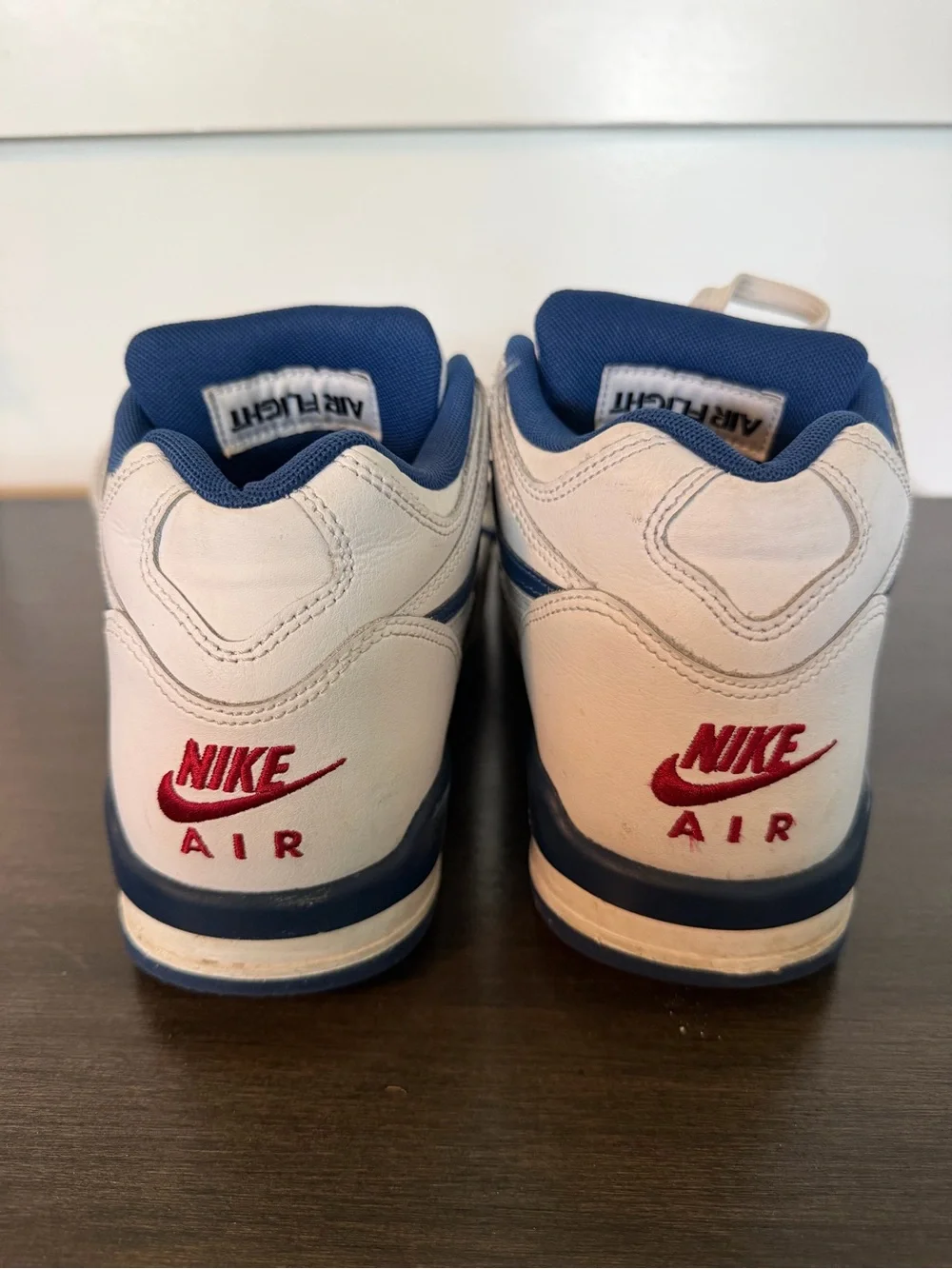 Nike Air Flight 89 White and Navy Air Retro Basketball Sneakers